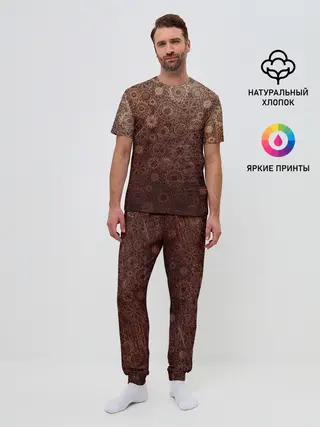 Мужская пижама с брюками / Шестеренки