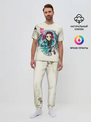 Мужская пижама с брюками / Kamado Tanjiro зарисовка