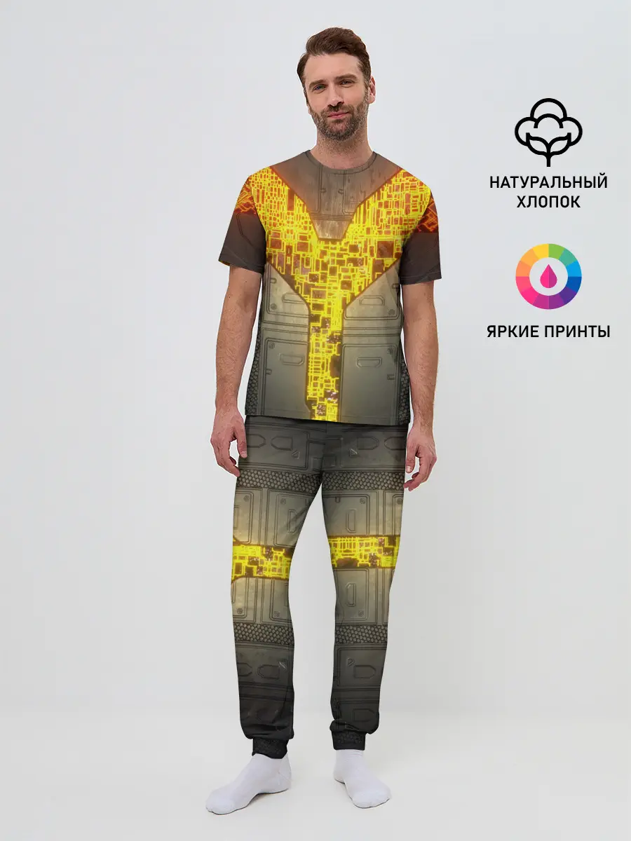 Мужская пижама с брюками / Неоновая внутренность 3D