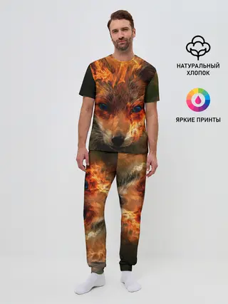 Мужская пижама с брюками / Огненная лиса