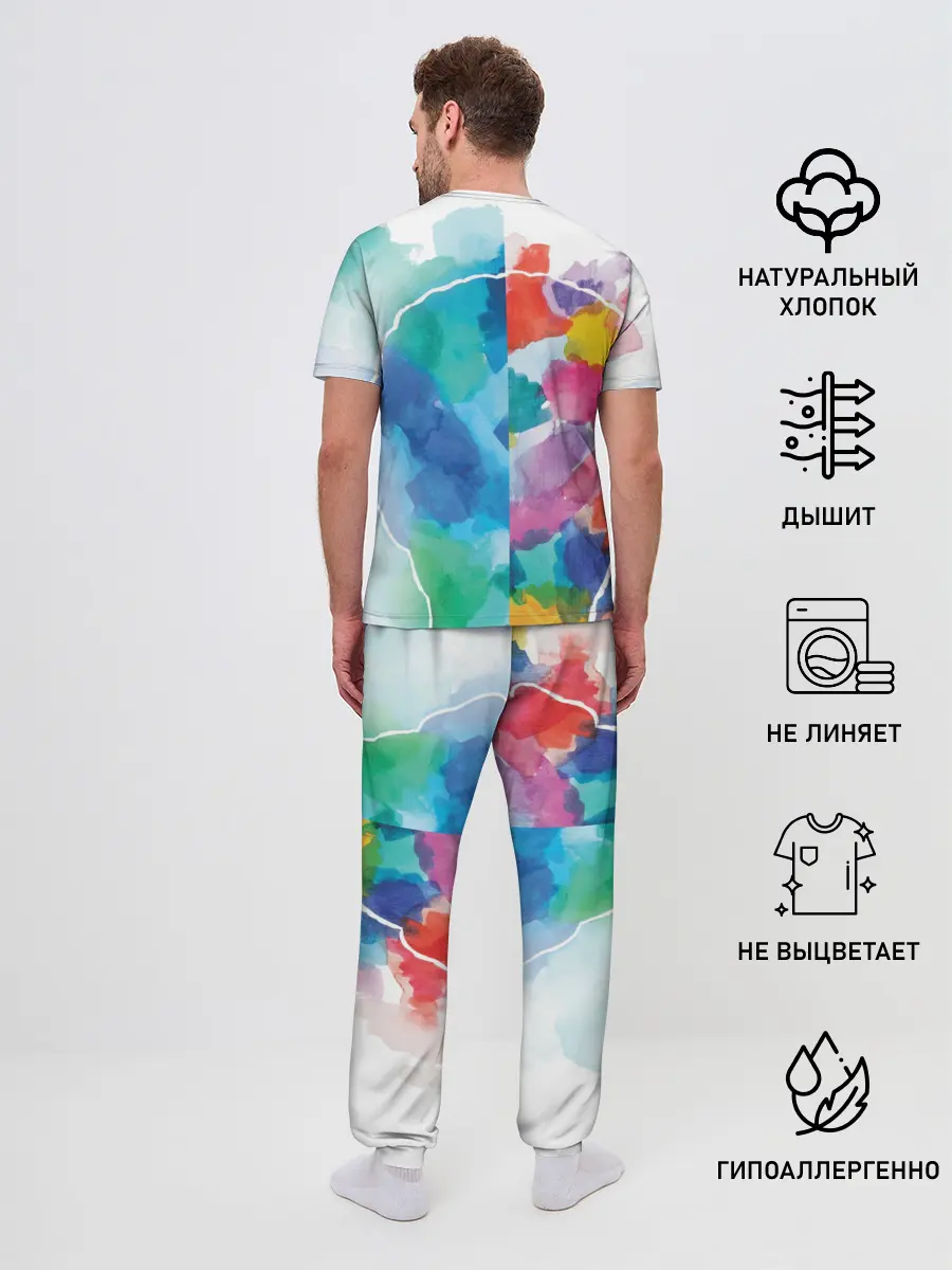 Мужская пижама с брюками / Акварель
