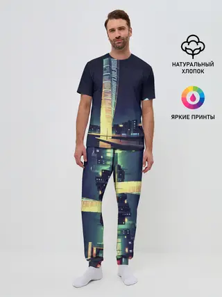 Мужская пижама с брюками / Ночной Город