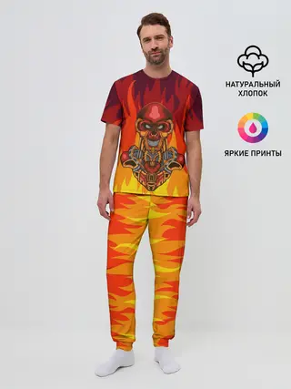 Мужская пижама с брюками / Меха скелет | Steampunk Fire