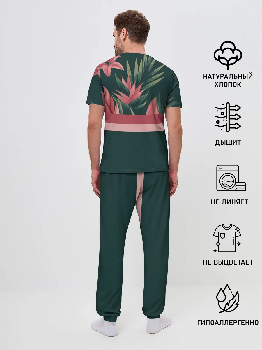 Мужская пижама с брюками / Лилии