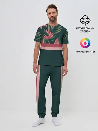 Мужская пижама с брюками / Лилии
