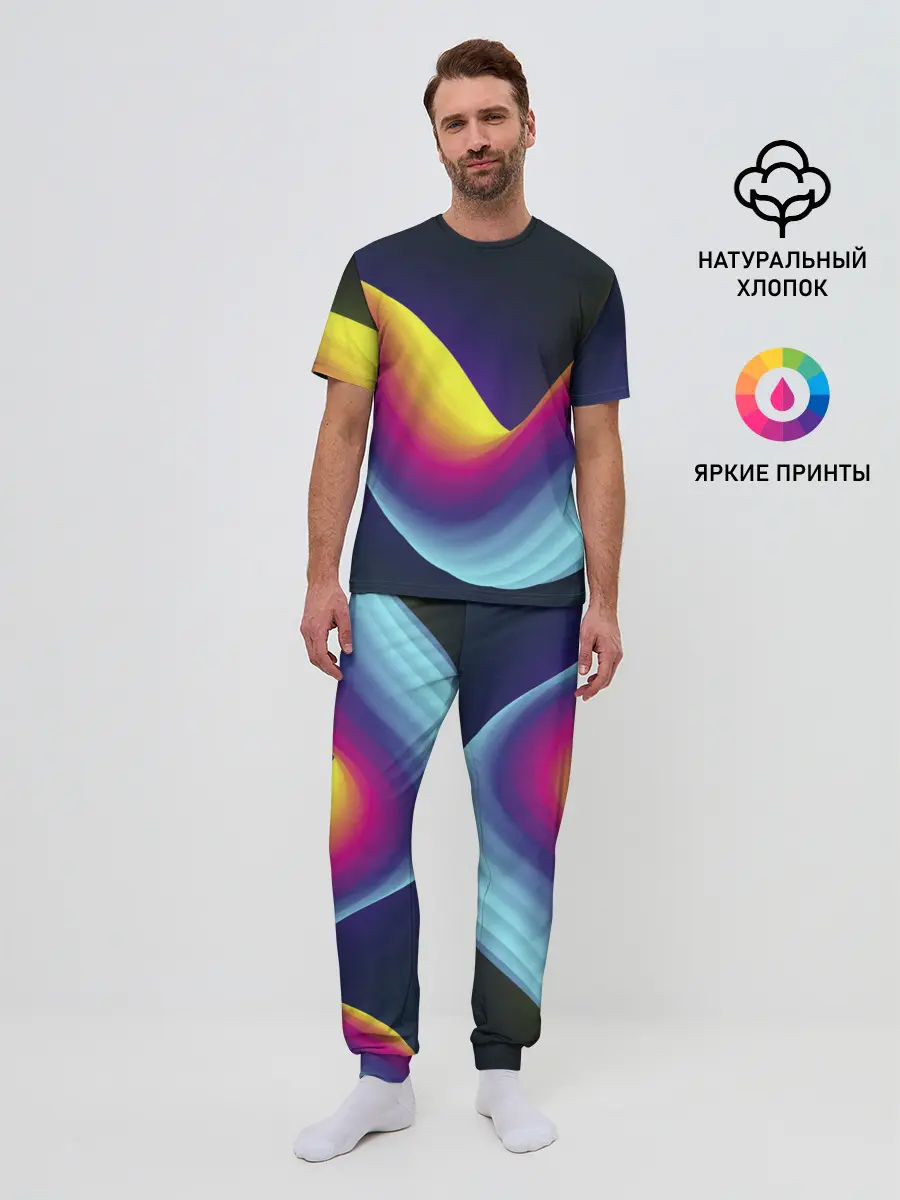 Мужская пижама с брюками / Neon wire