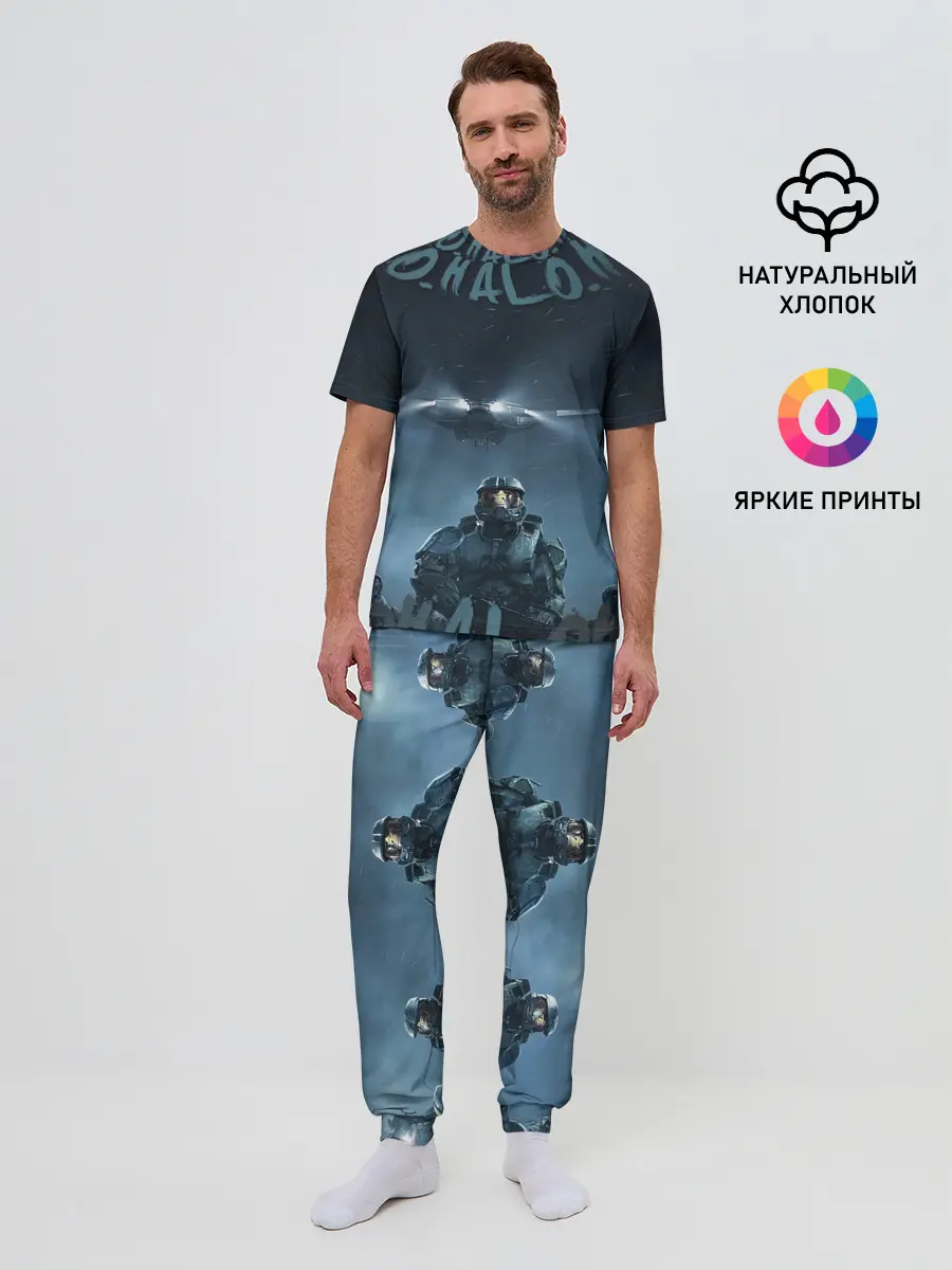 Мужская пижама с брюками / Halo calligraphy
