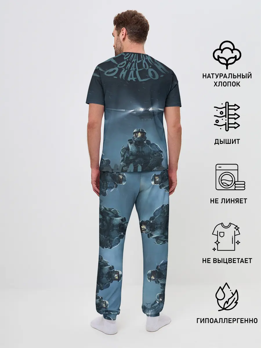 Мужская пижама с брюками / Halo calligraphy