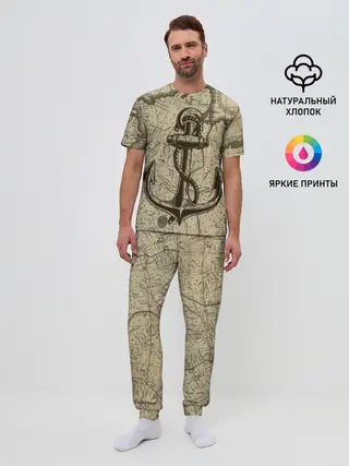 Мужская пижама с брюками / Морская Карта