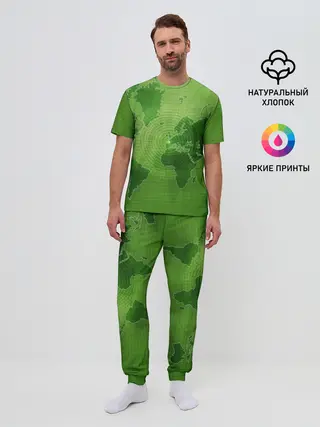 Мужская пижама с брюками / Карта мира
