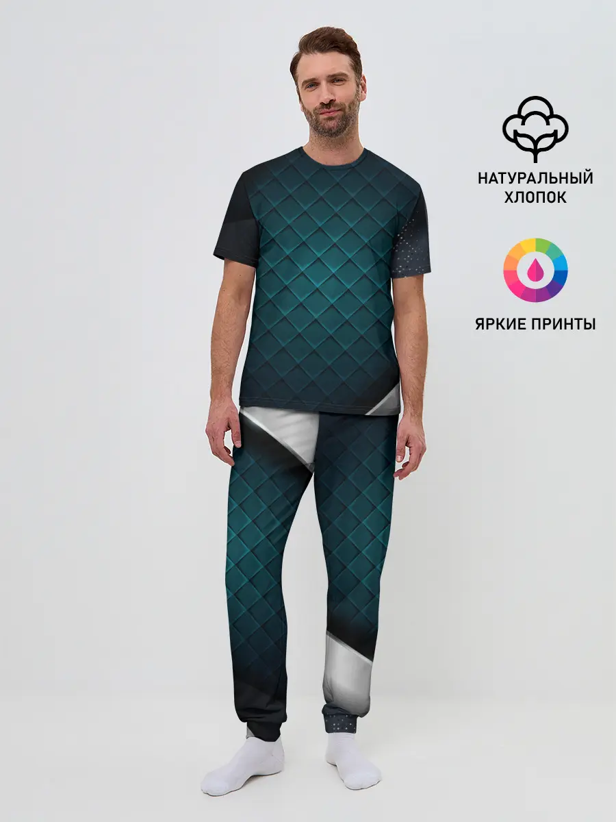 Мужская пижама с брюками / 3D luxury metal