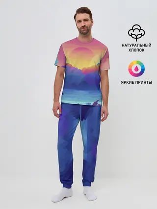 Мужская пижама с брюками / Красочные Горы