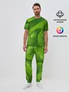 Мужская пижама с брюками / 3d Green abstract