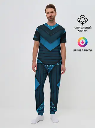 Мужская пижама с брюками / 3D luxury blue abstract