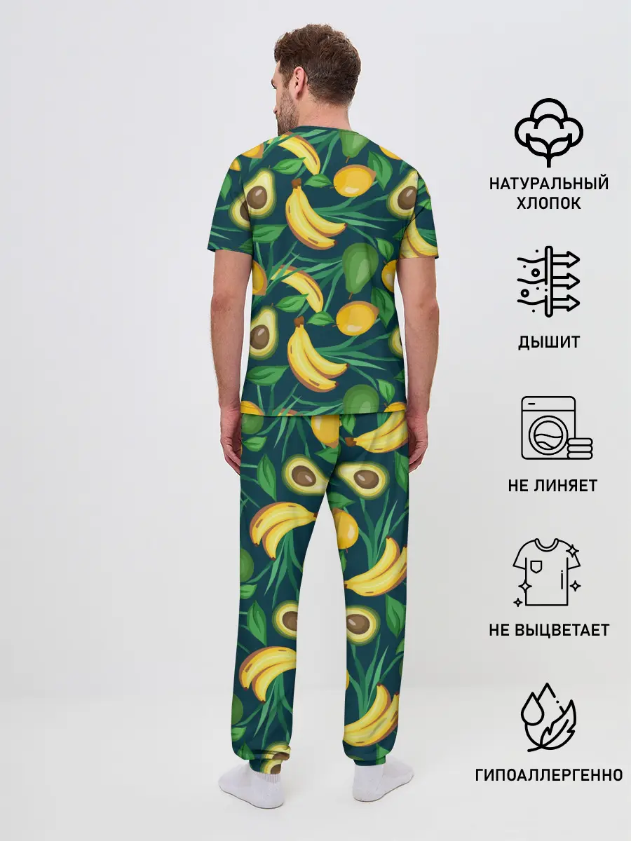 Мужская пижама с брюками / Фрукты