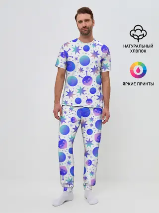 Мужская пижама с брюками / Яркая галактика