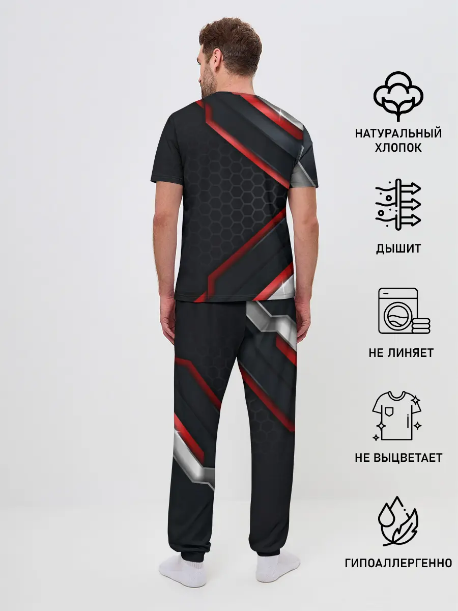 Мужская пижама с брюками / luxury Black 3D СОТЫ