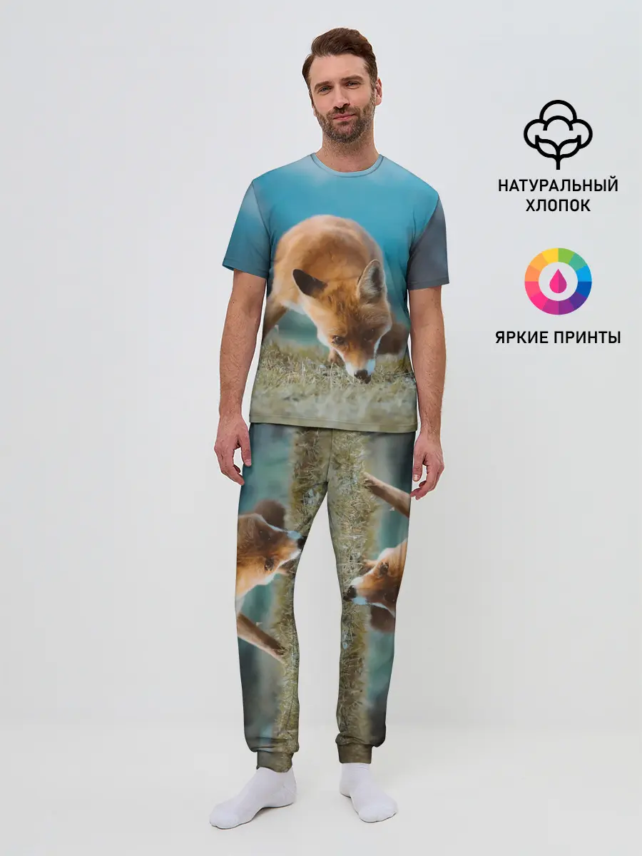 Мужская пижама с брюками / Милая лисичка