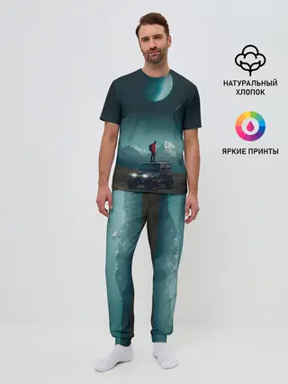 Мужская пижама с брюками / Космос в горах