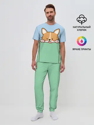 Мужская пижама с брюками / Милый Корги