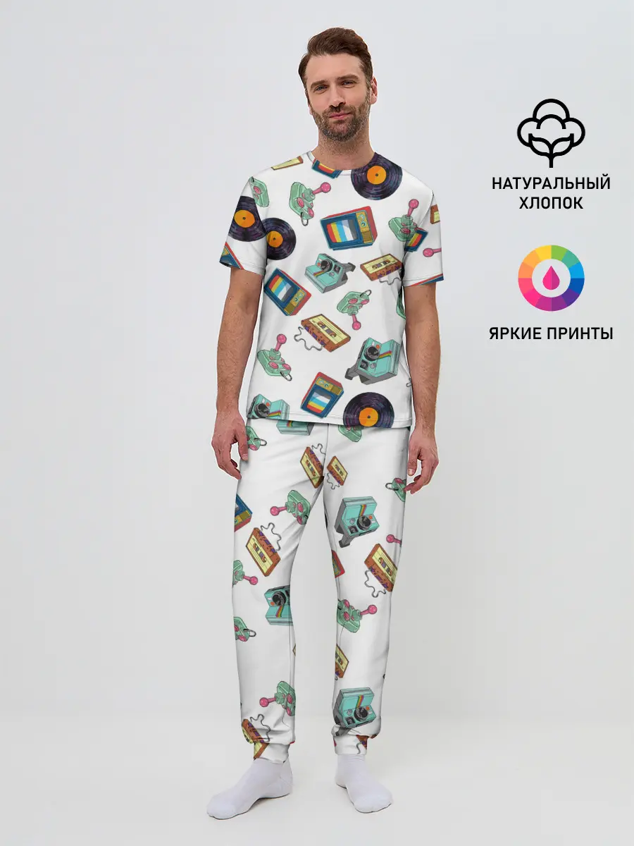 Мужская пижама с брюками / Стиль 80х
