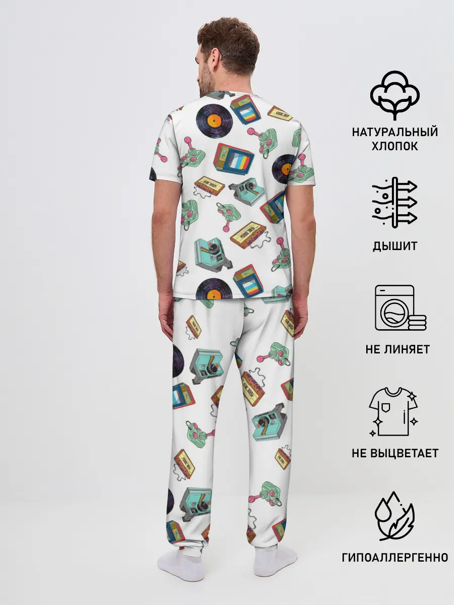 Мужская пижама с брюками / Стиль 80х