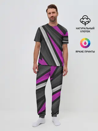 Мужская пижама с брюками / Спортивные линии