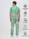 Мужская пижама с брюками / узор из листиков