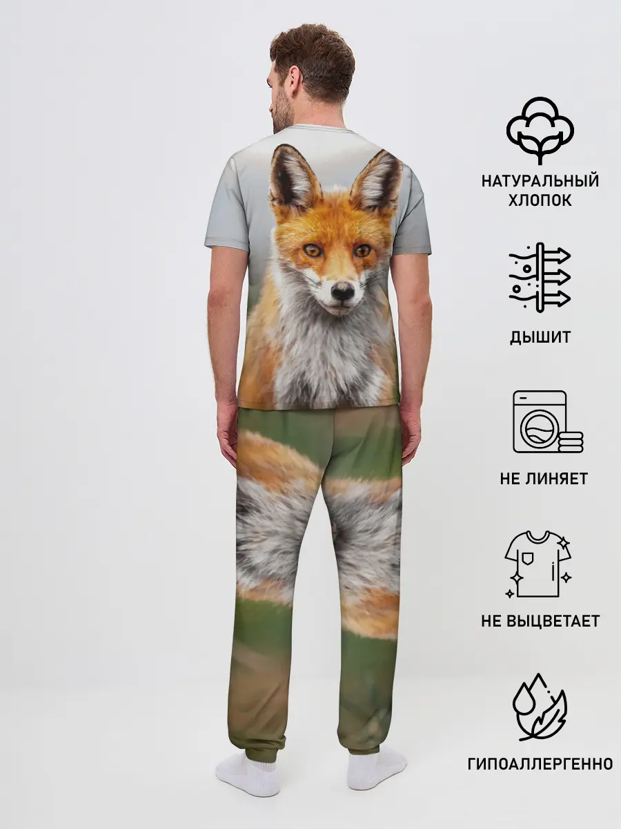 Мужская пижама с брюками / рыжая лисица