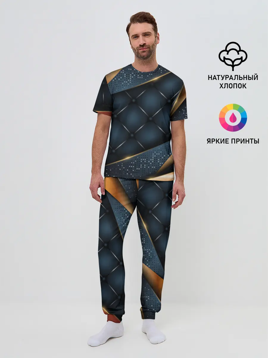Мужская пижама с брюками / 3D VIP GOLD CORNERS