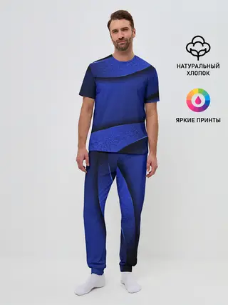 Мужская пижама с брюками / 3D BLUE Вечерний синий цвет