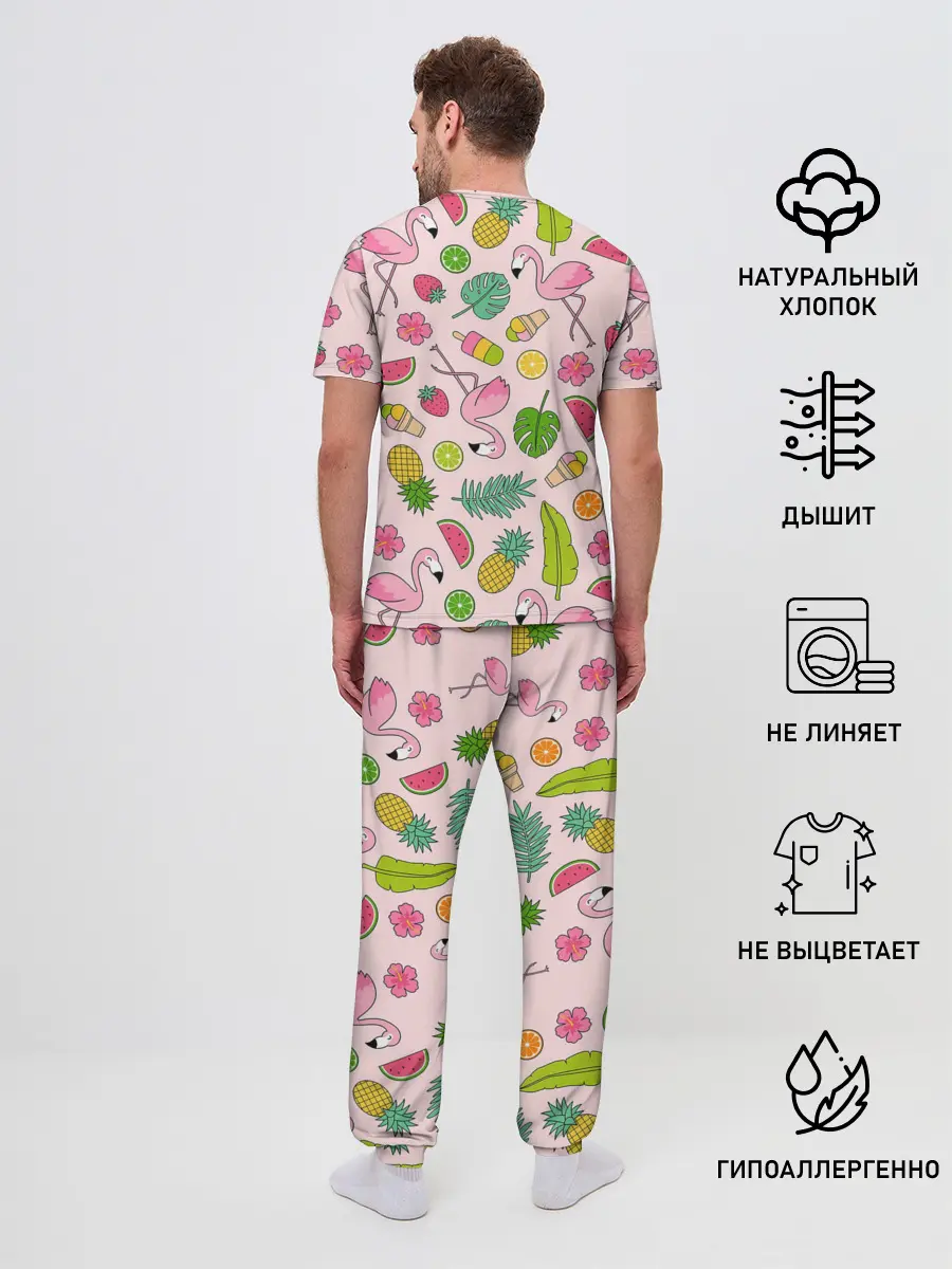Мужская пижама с брюками / Фламинго | Лето