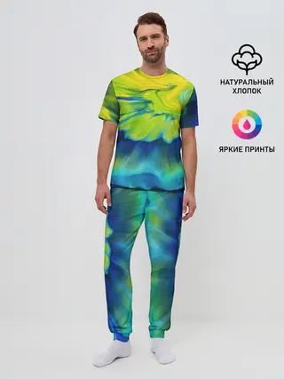 Мужская пижама с брюками / Разводы яркой краски