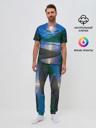 Мужская пижама с брюками / Гавайский пейзаж