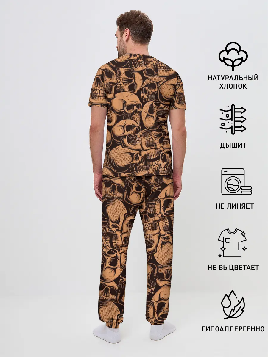 Мужская пижама с брюками / Черепа