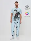 Мужская пижама с брюками / Танджиро Камадо черные сердечки