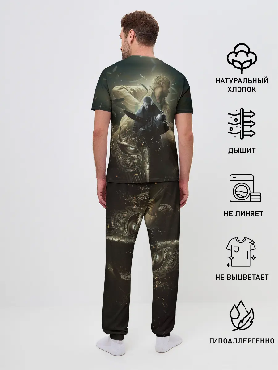 Мужская пижама с брюками / Итан,Крис и деревня RE8