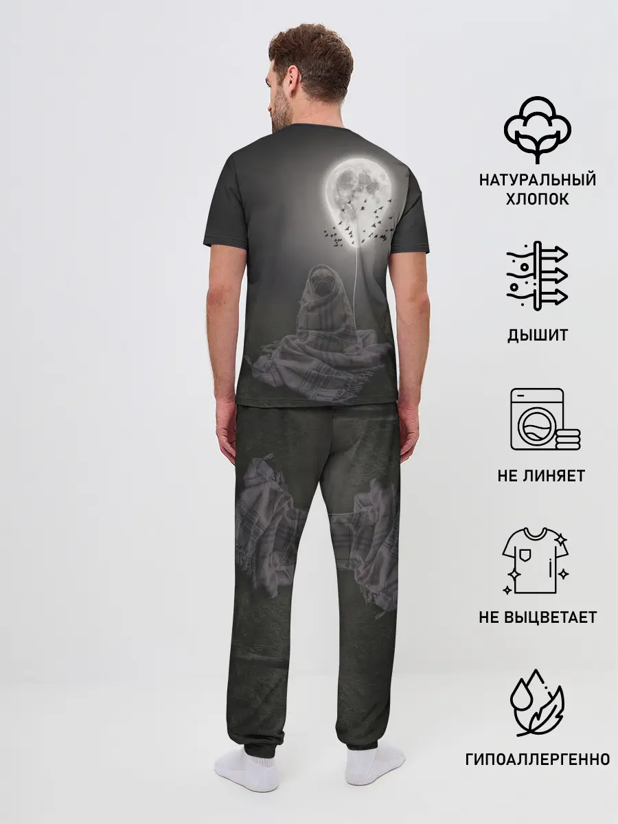 Мужская пижама с брюками / Мопс и луна