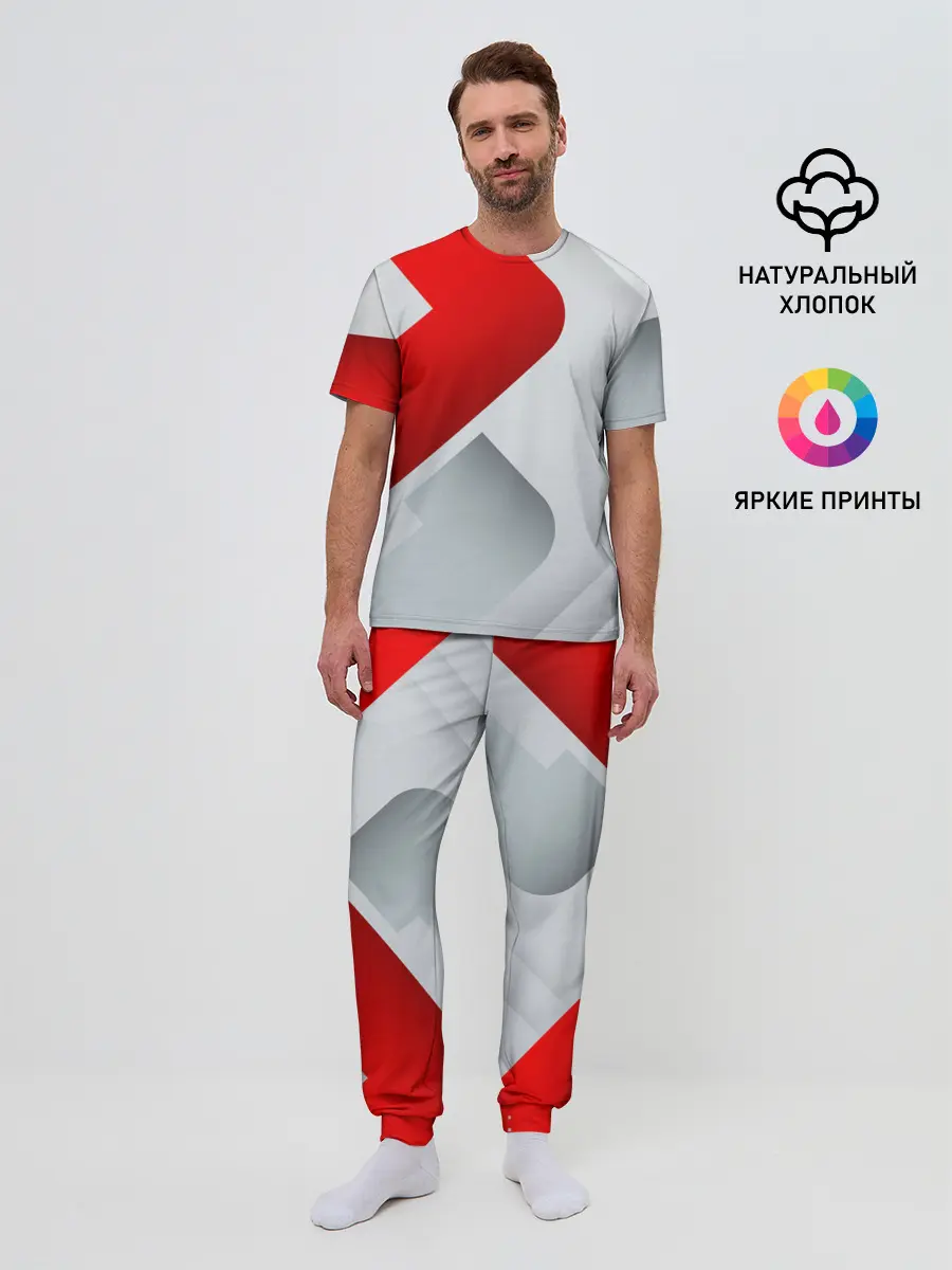 Мужская пижама с брюками / 3D SPORT STYLE RED / WHITE
