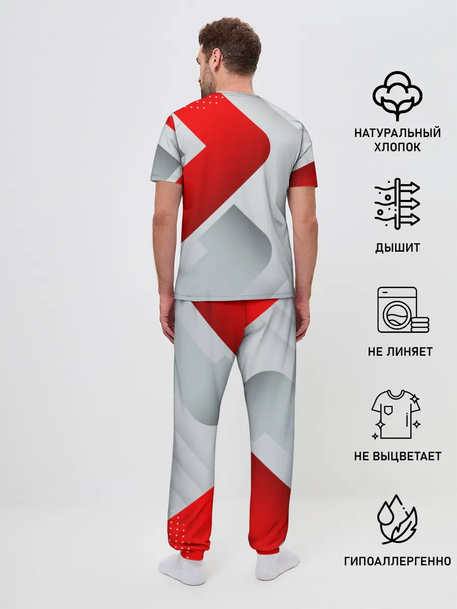Мужская пижама с брюками / 3D SPORT STYLE RED / WHITE