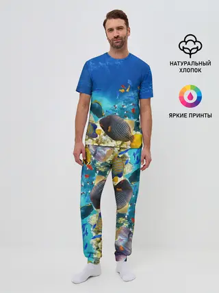 Мужская пижама с брюками / Морской мир