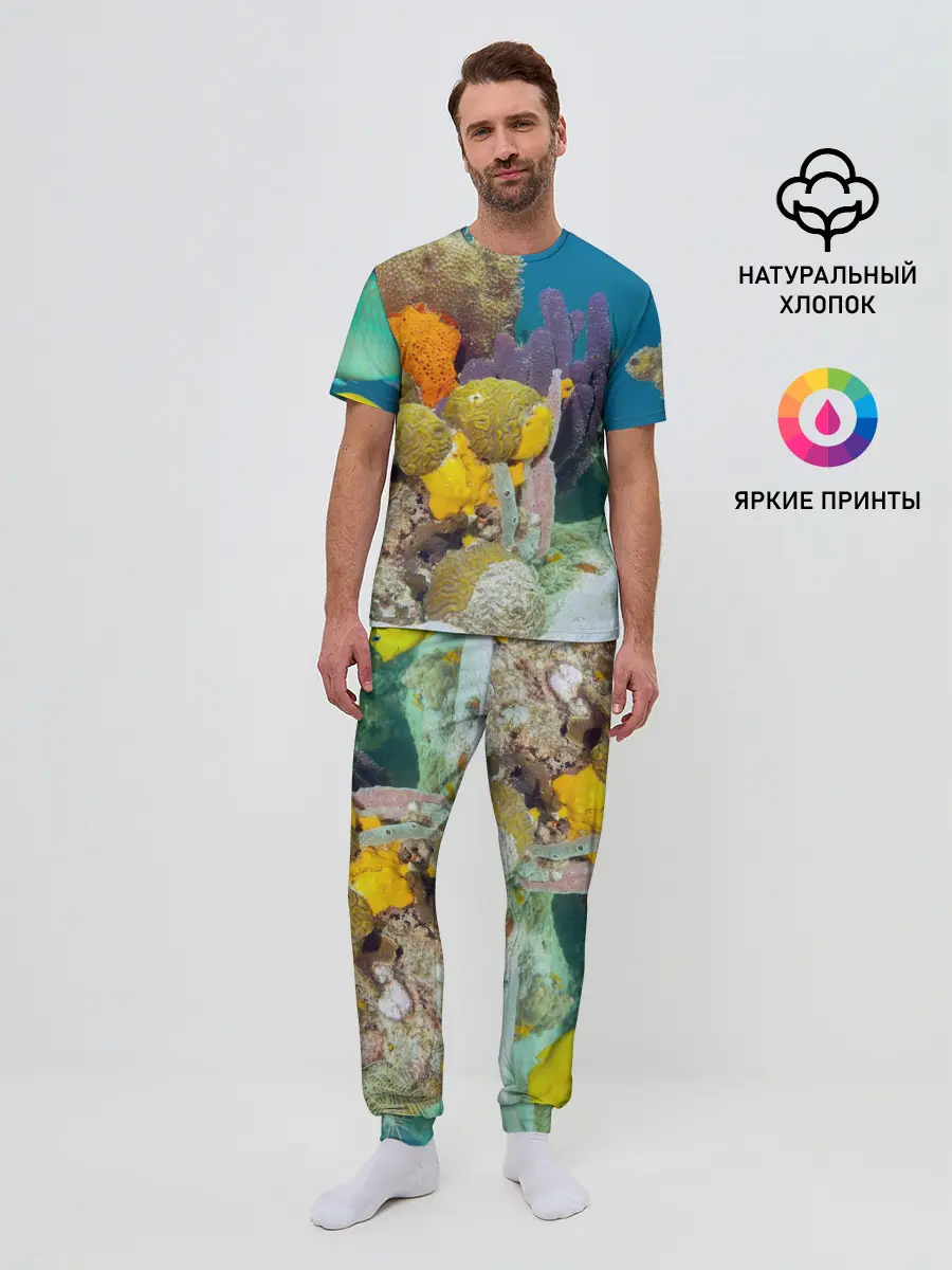 Мужская пижама с брюками / Морской мир