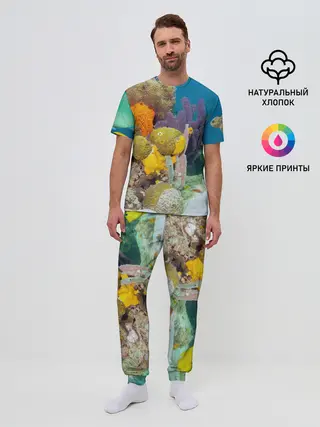 Мужская пижама с брюками / Морской мир