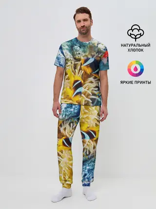 Мужская пижама с брюками / Морской мир