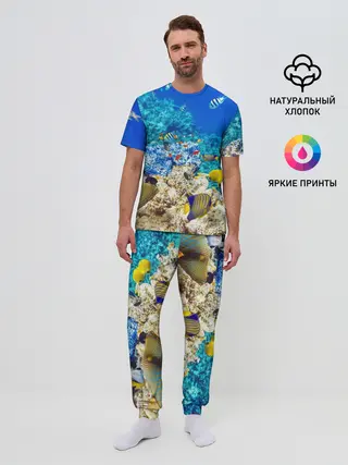 Мужская пижама с брюками / Морской мир