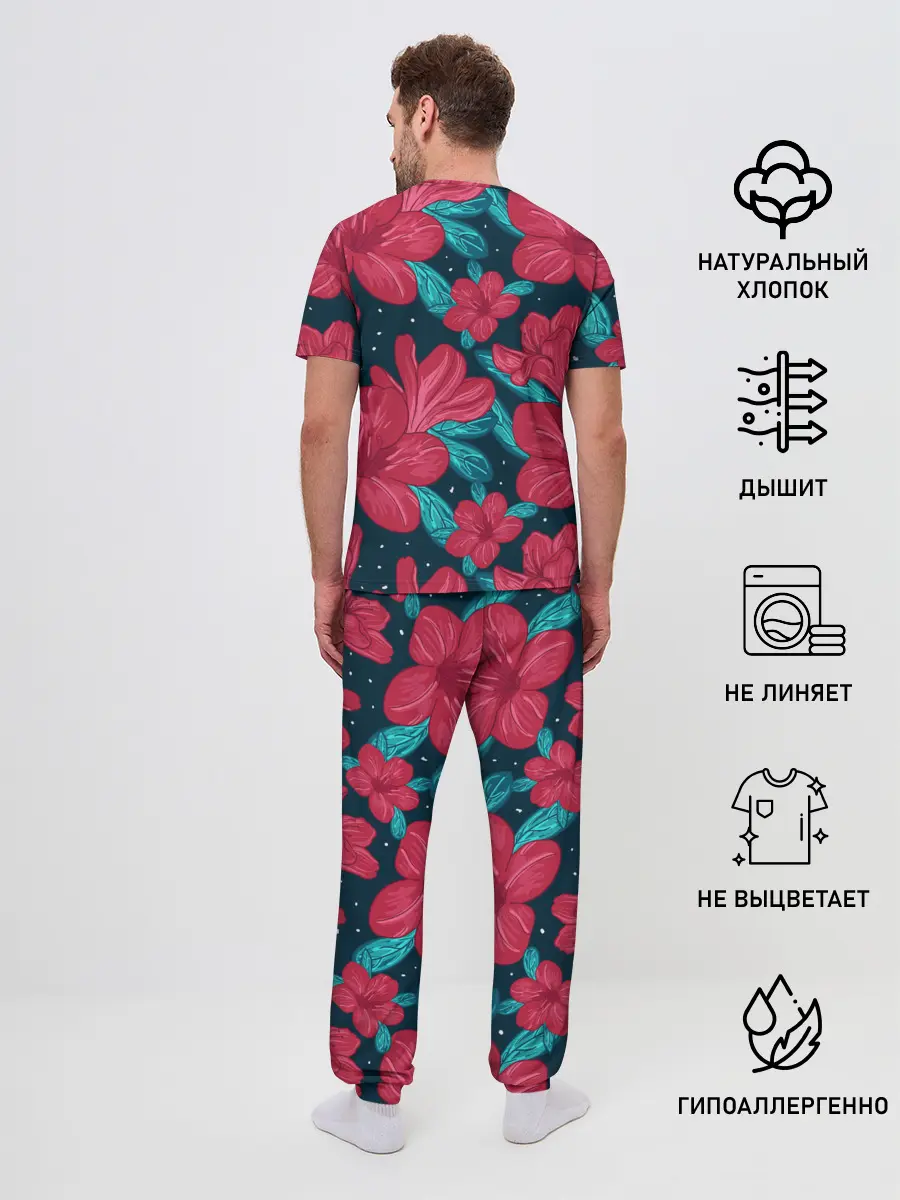 Мужская пижама с брюками / Моника в цветах