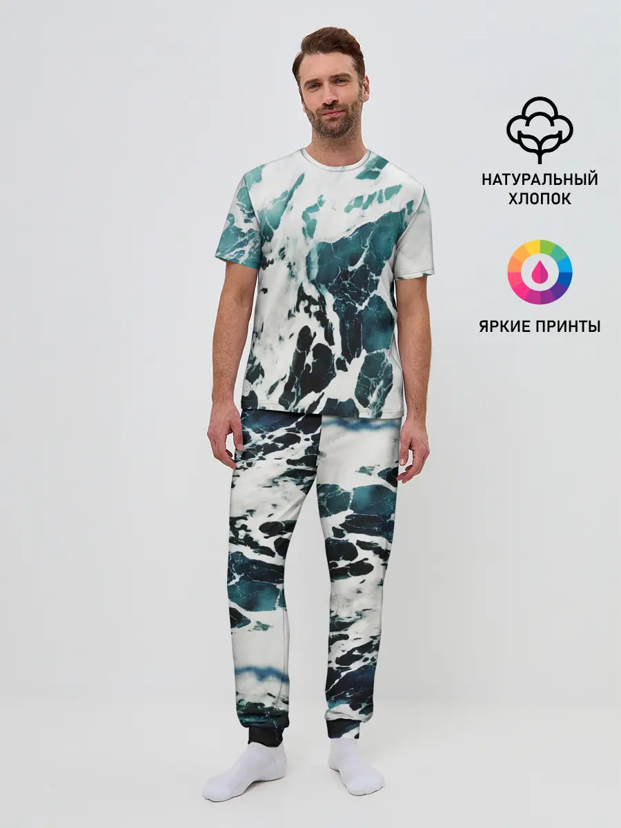 Мужская пижама с брюками / море