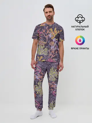Мужская пижама с брюками / Кораллы