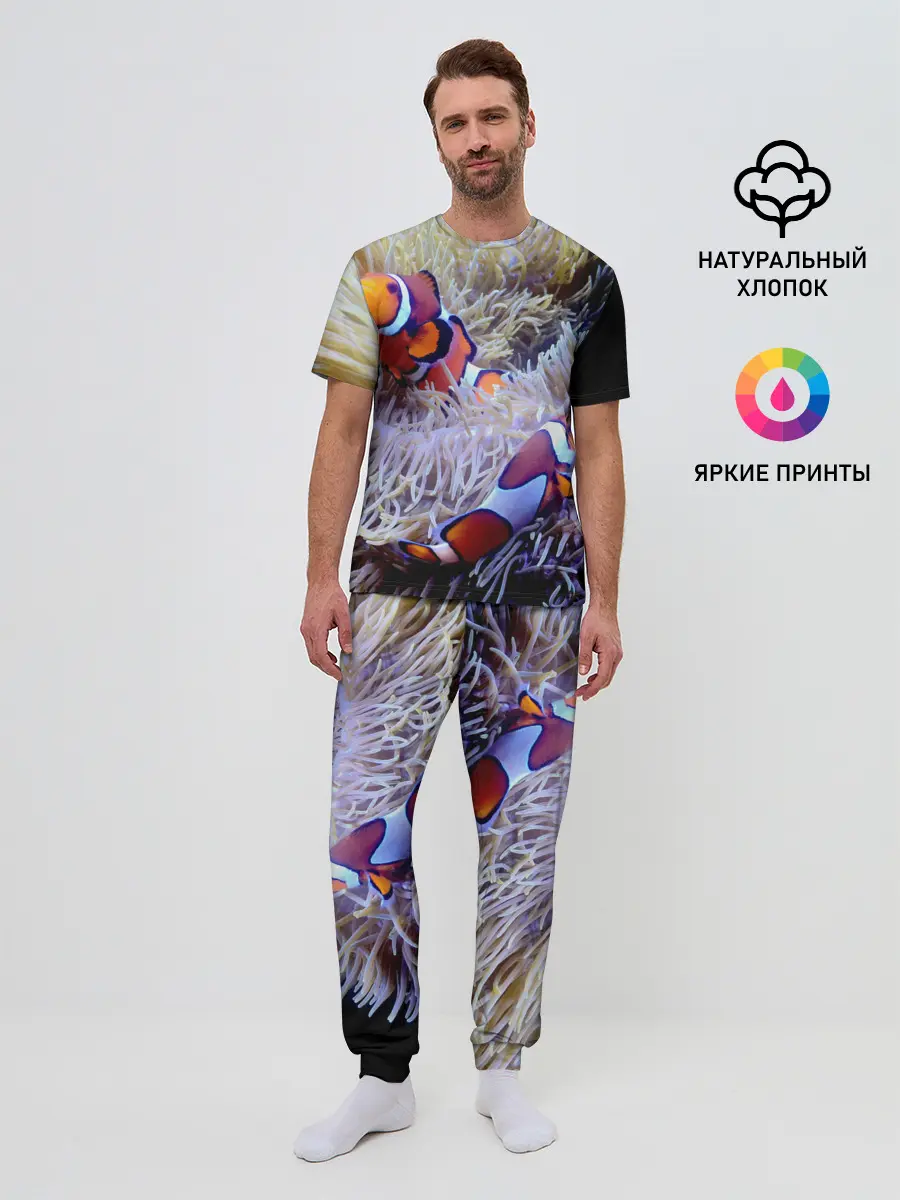 Мужская пижама с брюками / Клоуны в актинии