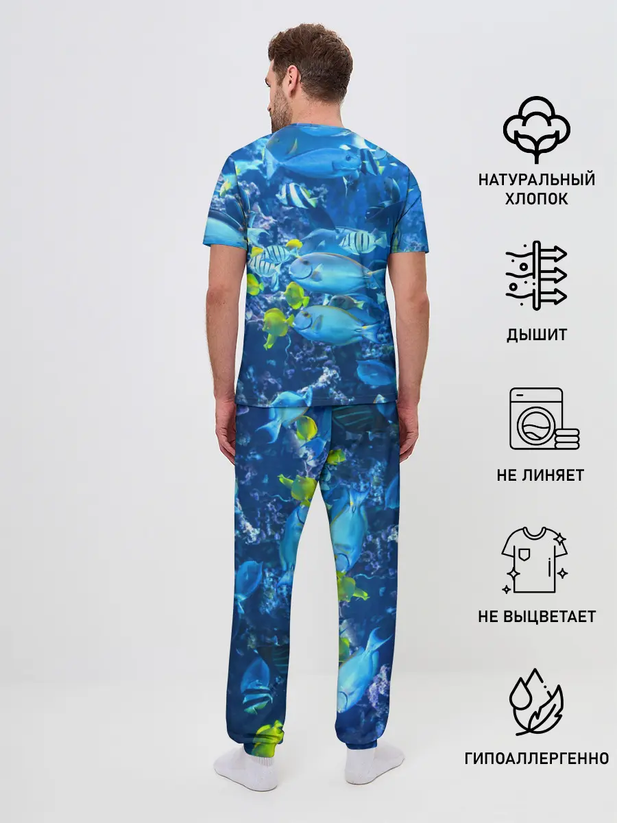 Мужская пижама с брюками / Коралловые рыбки